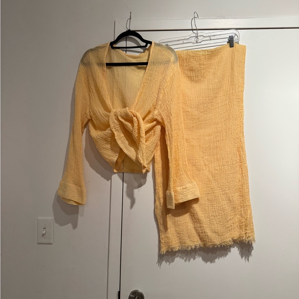 Monday Swimwear Yellow Crinkle Set